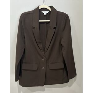 Old Navy Taylor Relaxed Suit Blazer Women Medium Brown Jacket 2 Button NWT